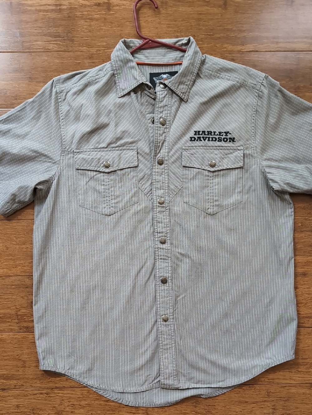 Harley-Davidson Gray Men's Short Sleeve Shirt Snap Button